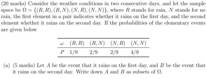 Solved (20 marks) Consider the weather conditions in two | Chegg.com
