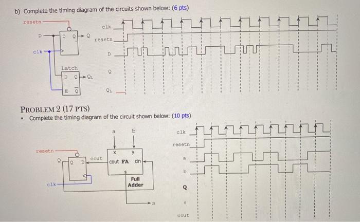 Solved b) Complete the timing diagram of the circuits shown | Chegg.com