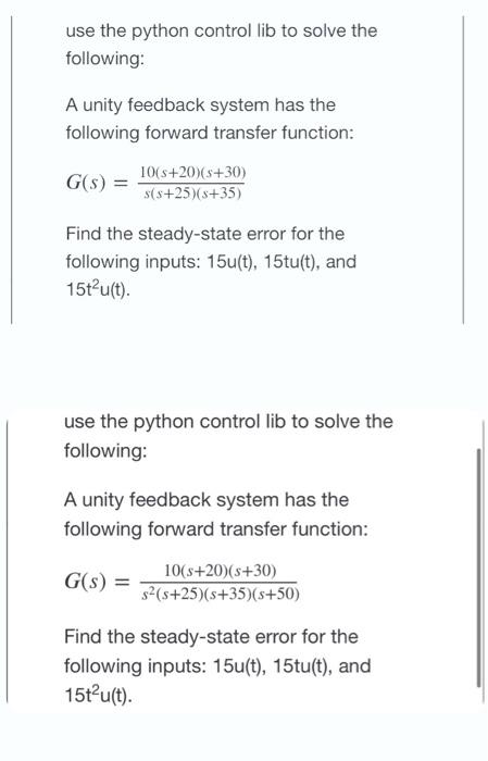 Solved use the python control lib to solve the following: A | Chegg.com