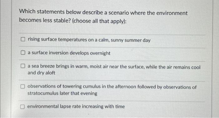 Solved Which statements below describe a scenario where the | Chegg.com