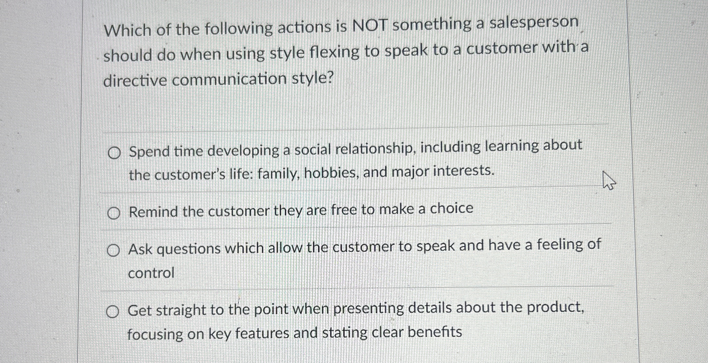 Solved Which of the following actions is NOT something a | Chegg.com