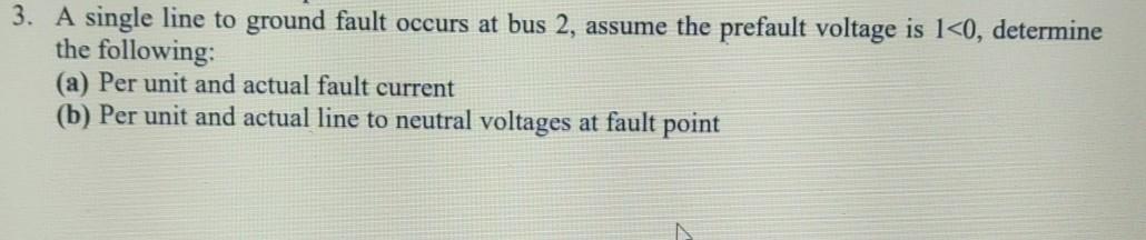 Solved 3. A single line to ground fault occurs at bus 2, | Chegg.com