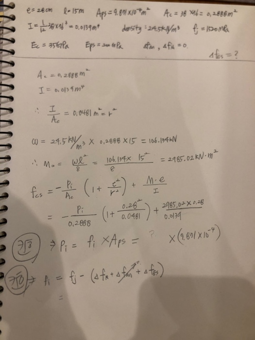 Solved Hi I m Trying To Solve A Prestressed Concrete Example Chegg