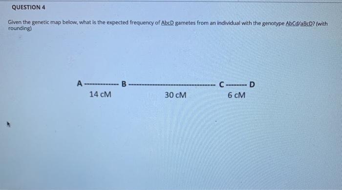 Solved QUESTION 4 Given the genetic map below, what is the | Chegg.com