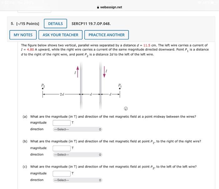 Solved The figure below shows two vertical, parallel wires | Chegg.com