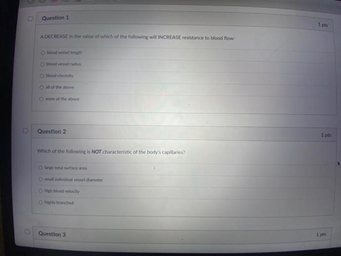 Solved D Question 1 1 pts A DECREASE in the value of which | Chegg.com