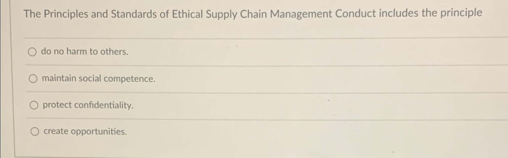 Solved The Principles and Standards of Ethical Supply Chain | Chegg.com