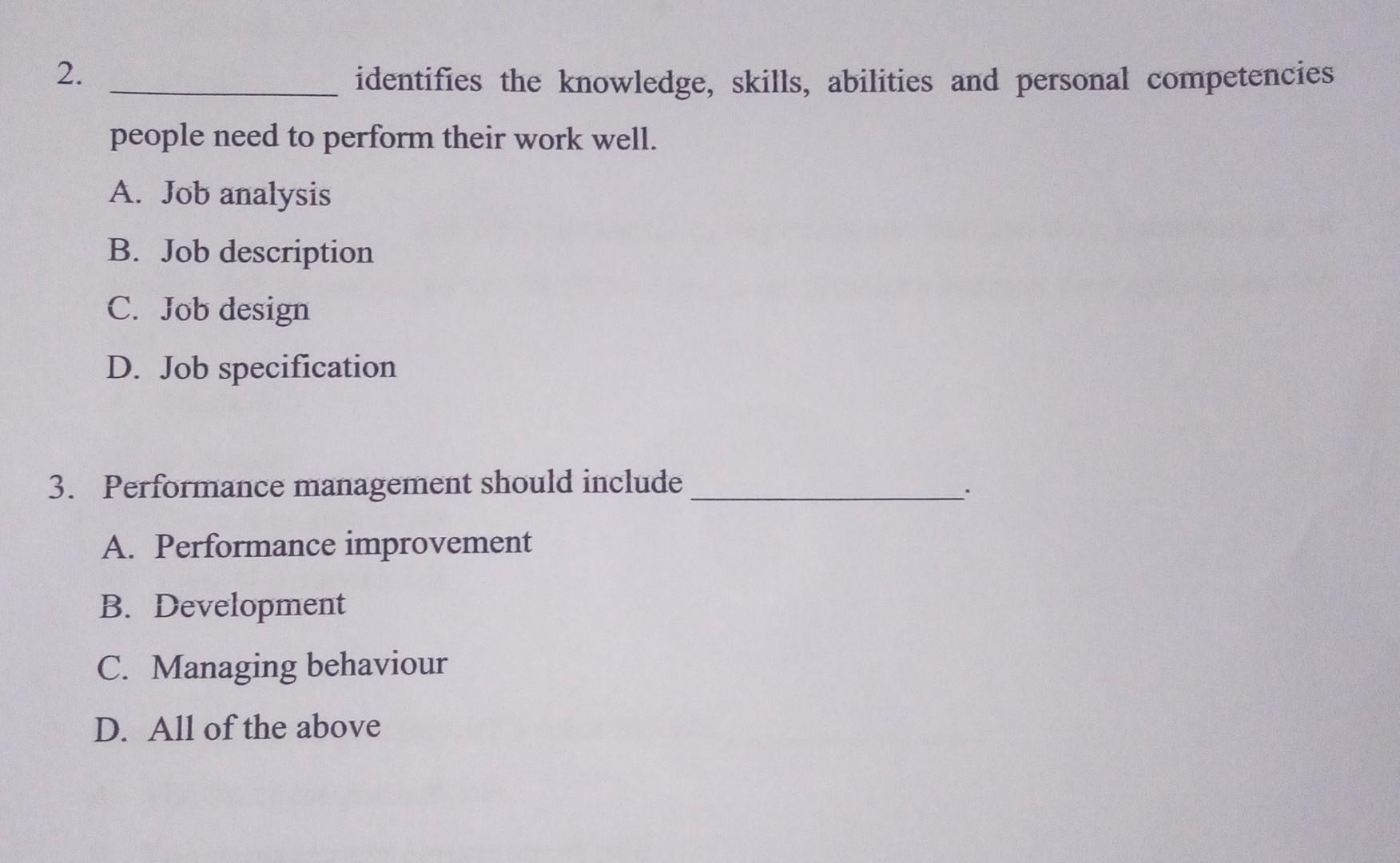 Solved 2. identifies the knowledge, skills, abilities and | Chegg.com