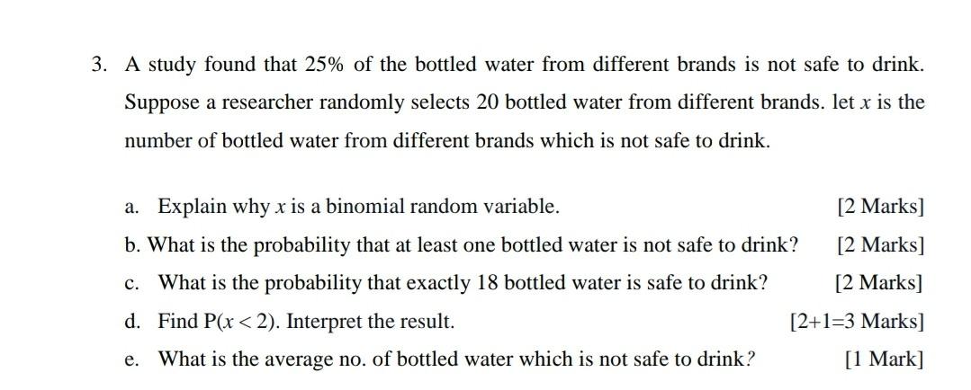 Solved A Study Found That 25% Of The Bottled Water From | Chegg.com