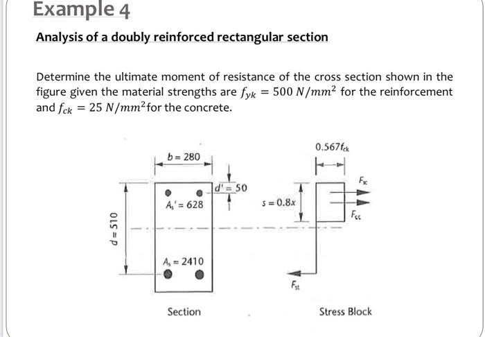 Solved Example 4 Analysis of a doubly reinforced rectangular | Chegg.com
