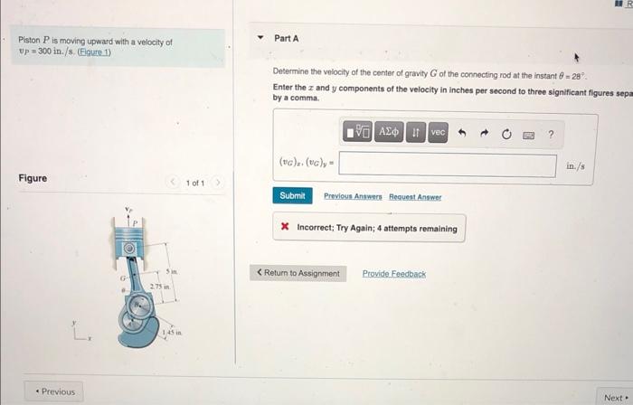 Solved determine the velocity of the center of gravity G of | Chegg.com