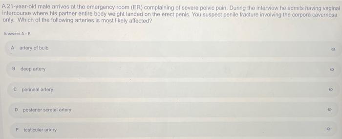 Solved A 21-year-old male arrives at the emergency room (ER) | Chegg.com