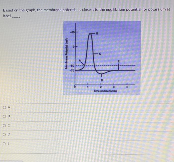 Solved Based on the graph, the membrane potential is closest | Chegg.com