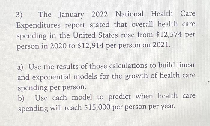 Solved 3) The January 2022 National Health Care Expenditures | Chegg.com
