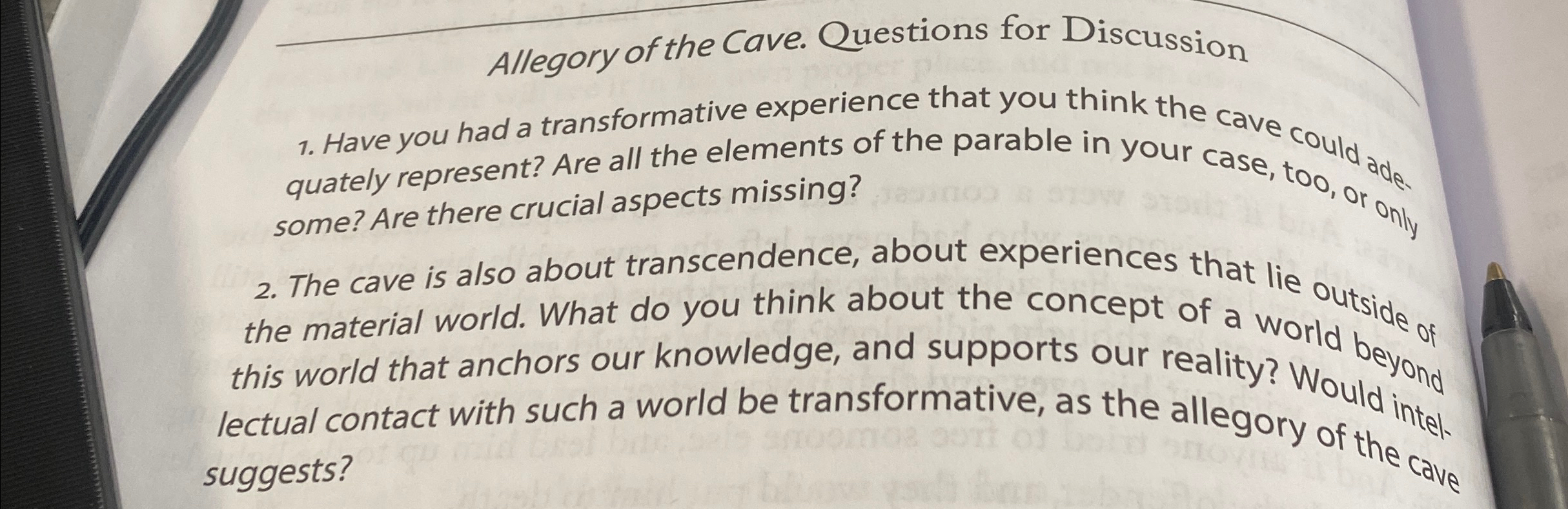 Solved Allegory of the Cave. Questions for DiscussionHave
