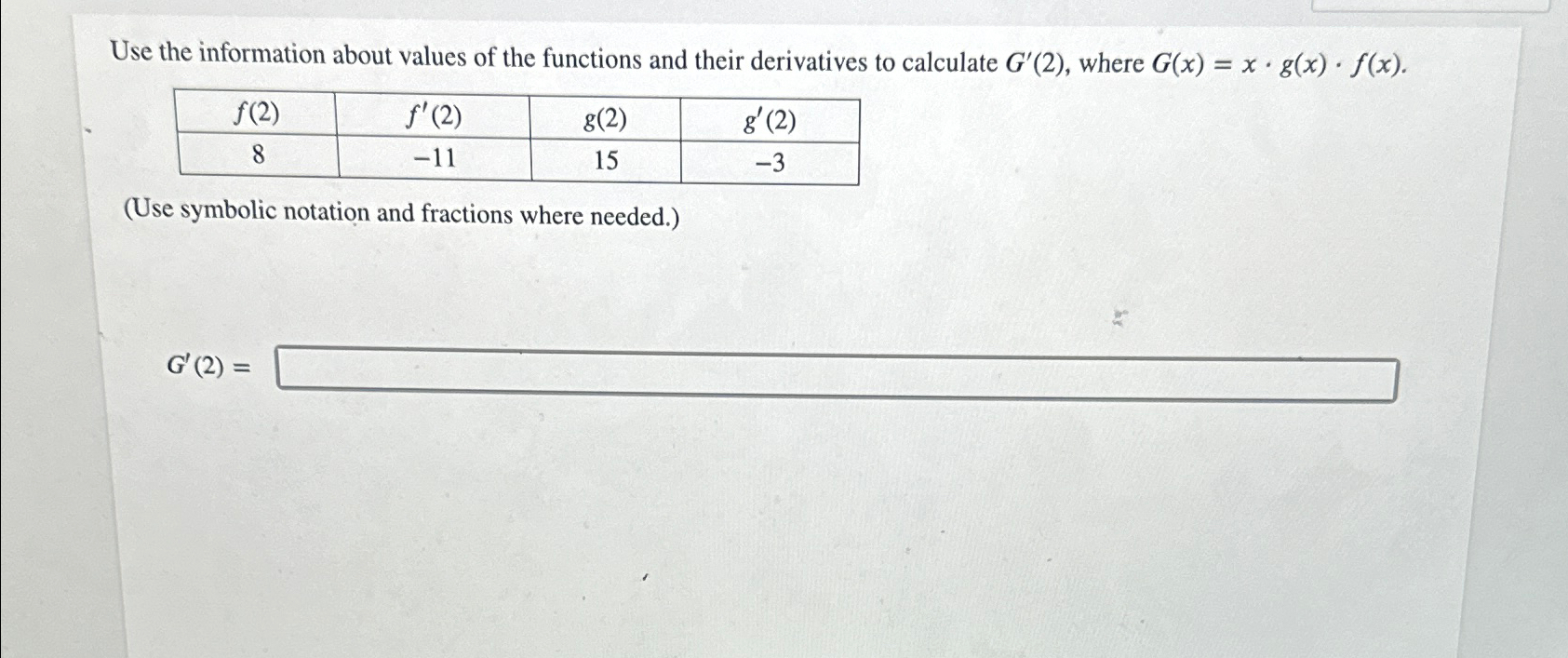 Solved Use the information about values of the functions and | Chegg.com
