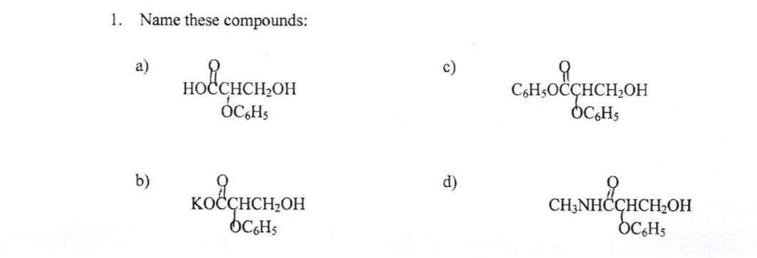 Solved Name These Compounds:a)c)b)d) | Chegg.com