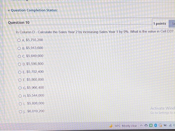 Solved Question Completion Status: Question 10 1 points Sa | Chegg.com