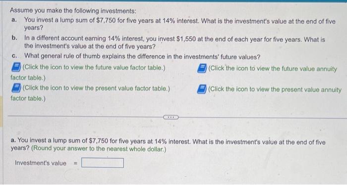 Solved Assume You Make The Following Investments: A. You | Chegg.com