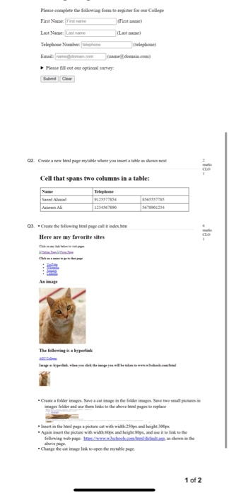 Solved 02. Create a new html page mytable where you insert a | Chegg.com