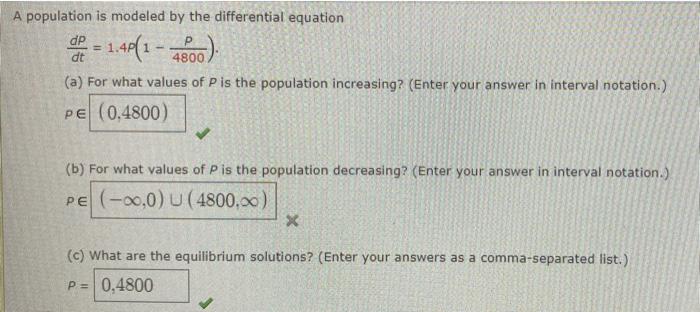 Solved A Population Is Modeled By The Differential Equation | Chegg.com