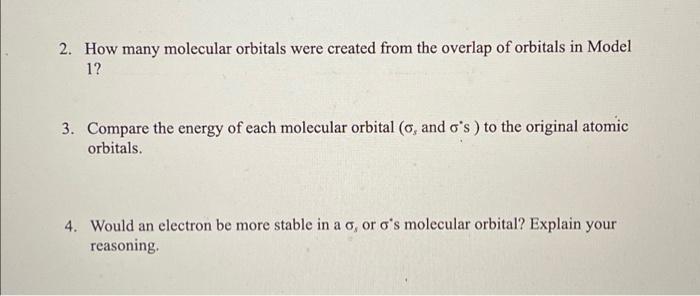 Solved Model 1: The molecular orbitals of formed by the | Chegg.com