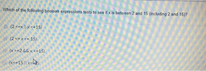 Solved Which of the following boolean expressions tests to | Chegg.com
