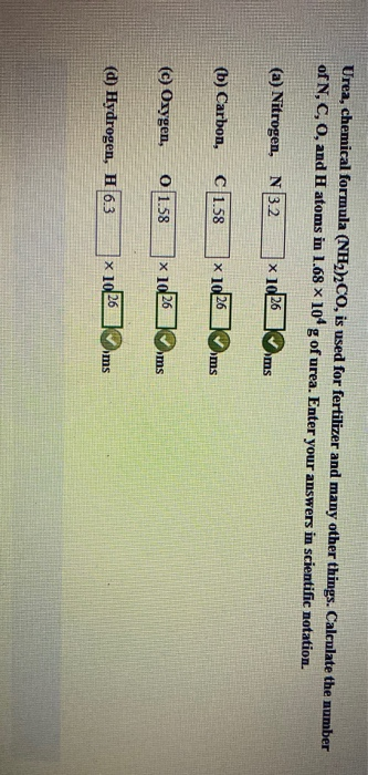 Solved Urea Chemical Formula Nh2hco Is Used For Fertil Chegg Com