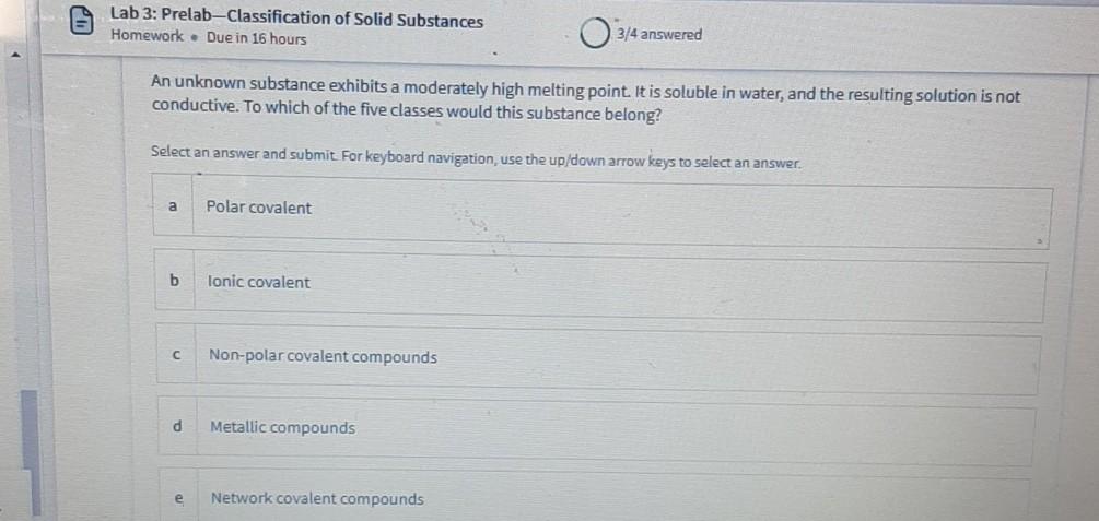 Solved Lab 3: Prelab-Classification of Solid Substances | Chegg.com