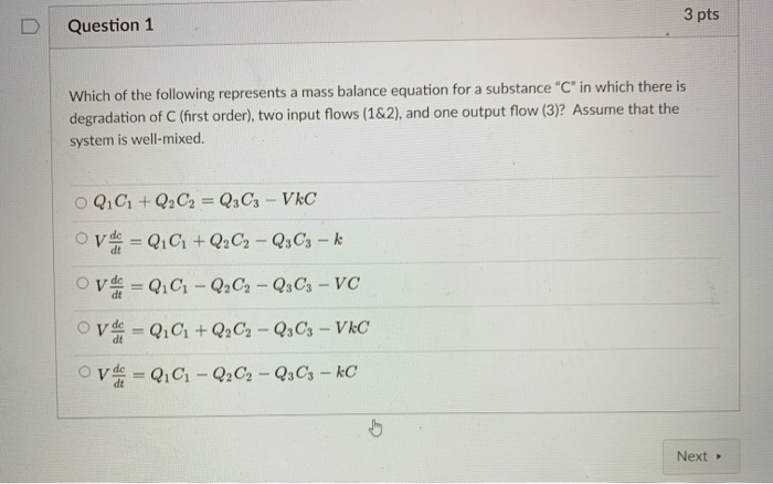 Solved 3 pts Question 1 Which of the following represents a | Chegg.com