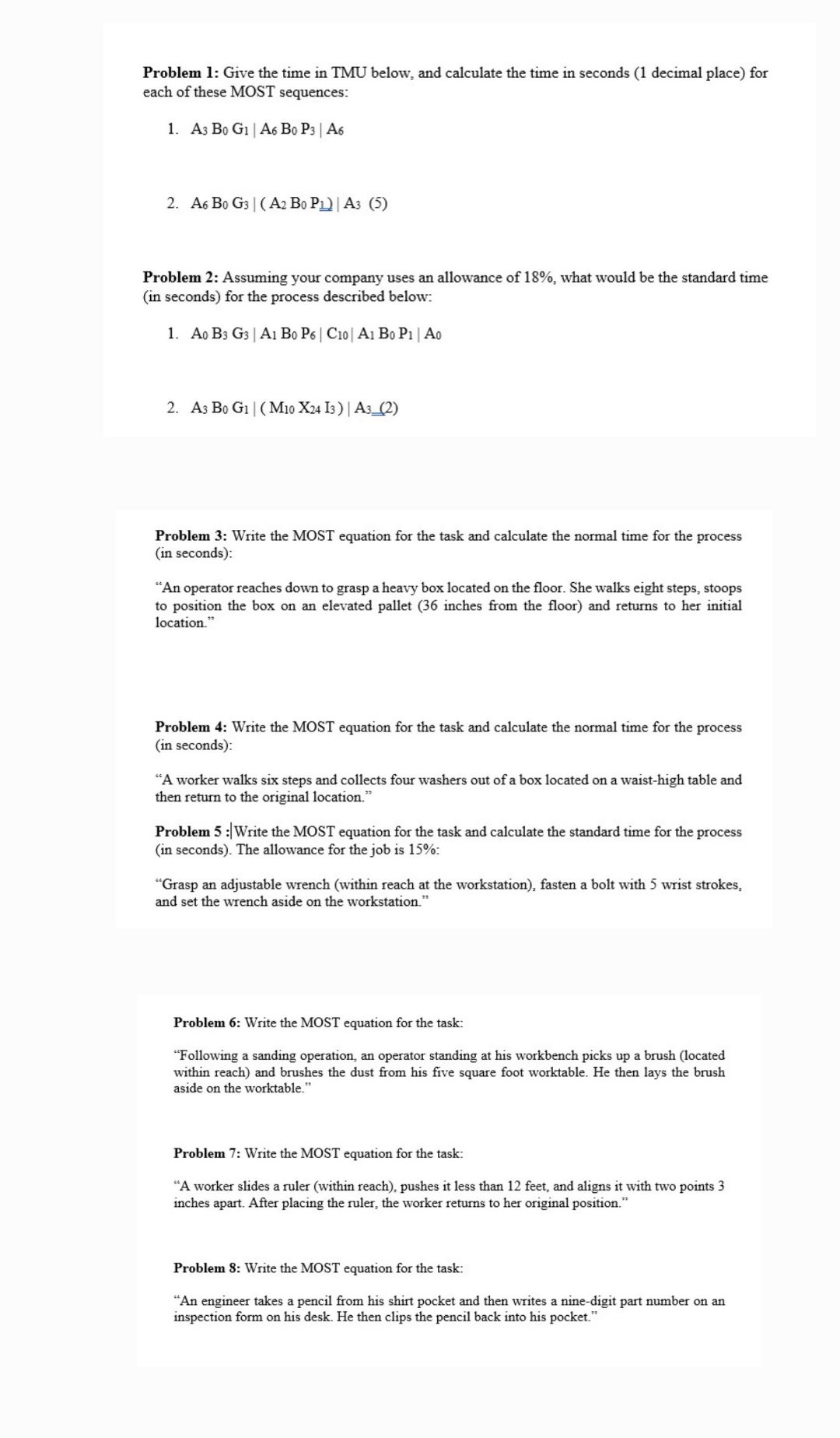 Solved Problem 1: Give The Time In Tmu Below, And Calculate 