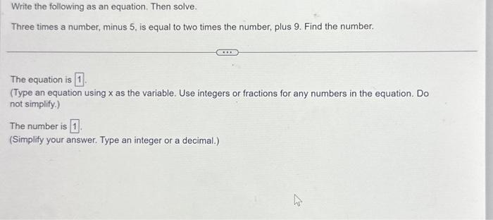 Solved Write the following as an equation. Then solve. Three | Chegg.com