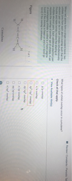 What Types Of Orbital Overlap Occur In Cumulene Solved Review I Constants ! Periodic Tat What types of | Chegg.com