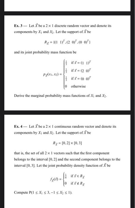 Ex 1 Let A Be A 2 X 1 Discrete Random Vector An Chegg Com