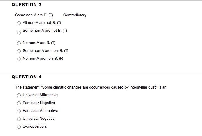 Solved QUESTION 1 All Non-A Are Non-B. (F) Conversion No | Chegg.com