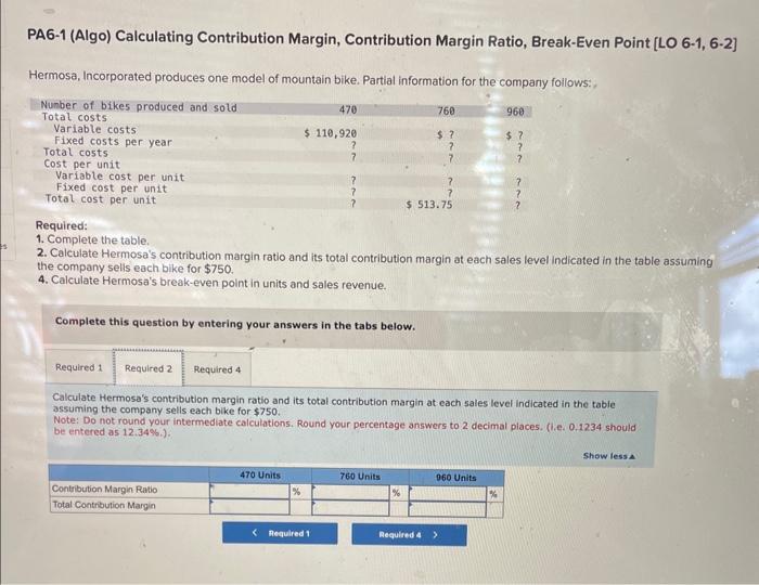 Solved PA6-1 (Algo) Calculating Contribution Margin, | Chegg.com