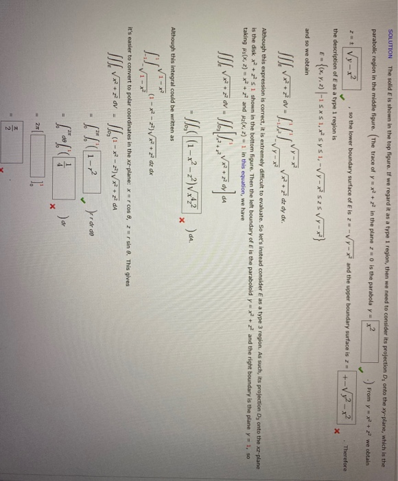 Solved SOLUTION The solid E is shown in the top figure. If | Chegg.com