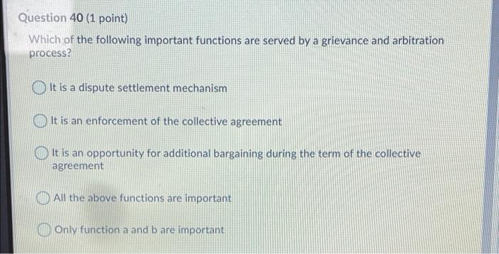 Solved Question 40 (1 Point) Which Of The Following | Chegg.com