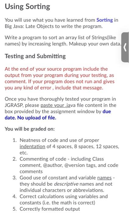 Solved Using Sorting You will use what you have learned from | Chegg.com