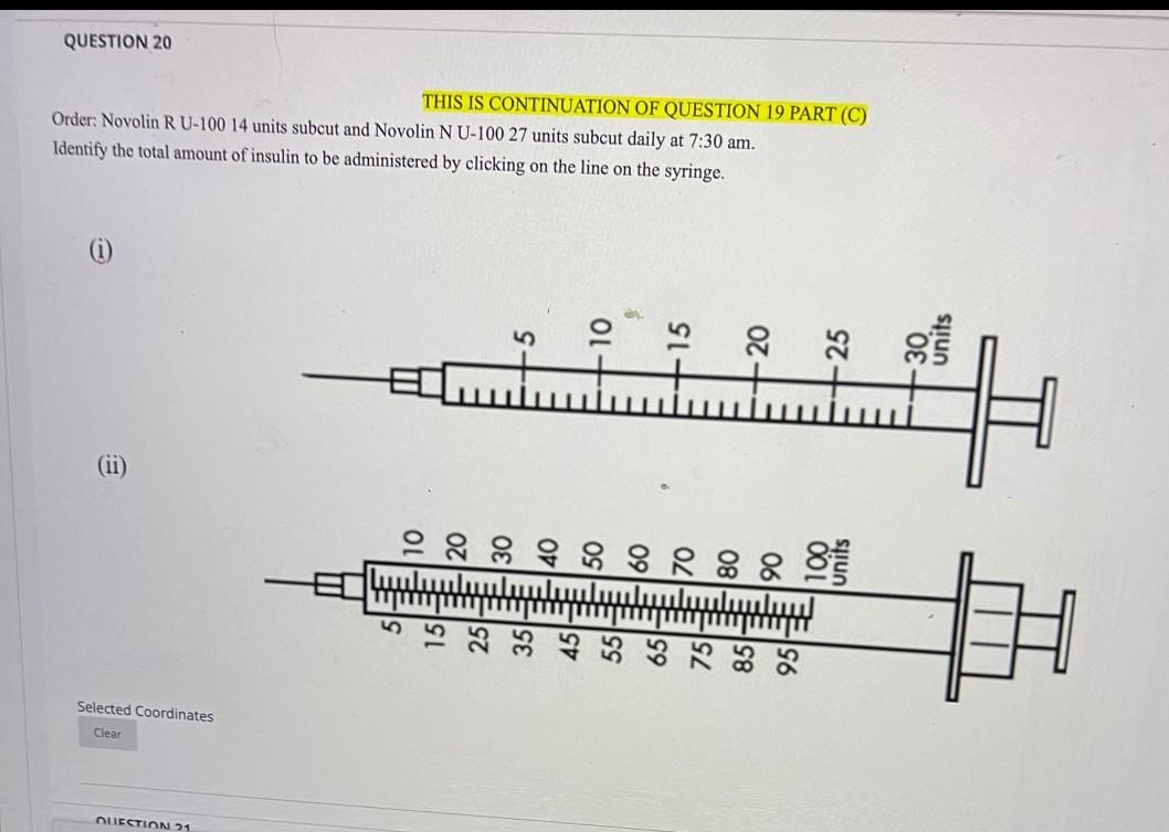 Solved QUESTION 19 Order: Novolin R U-100 14 units subcut | Chegg.com