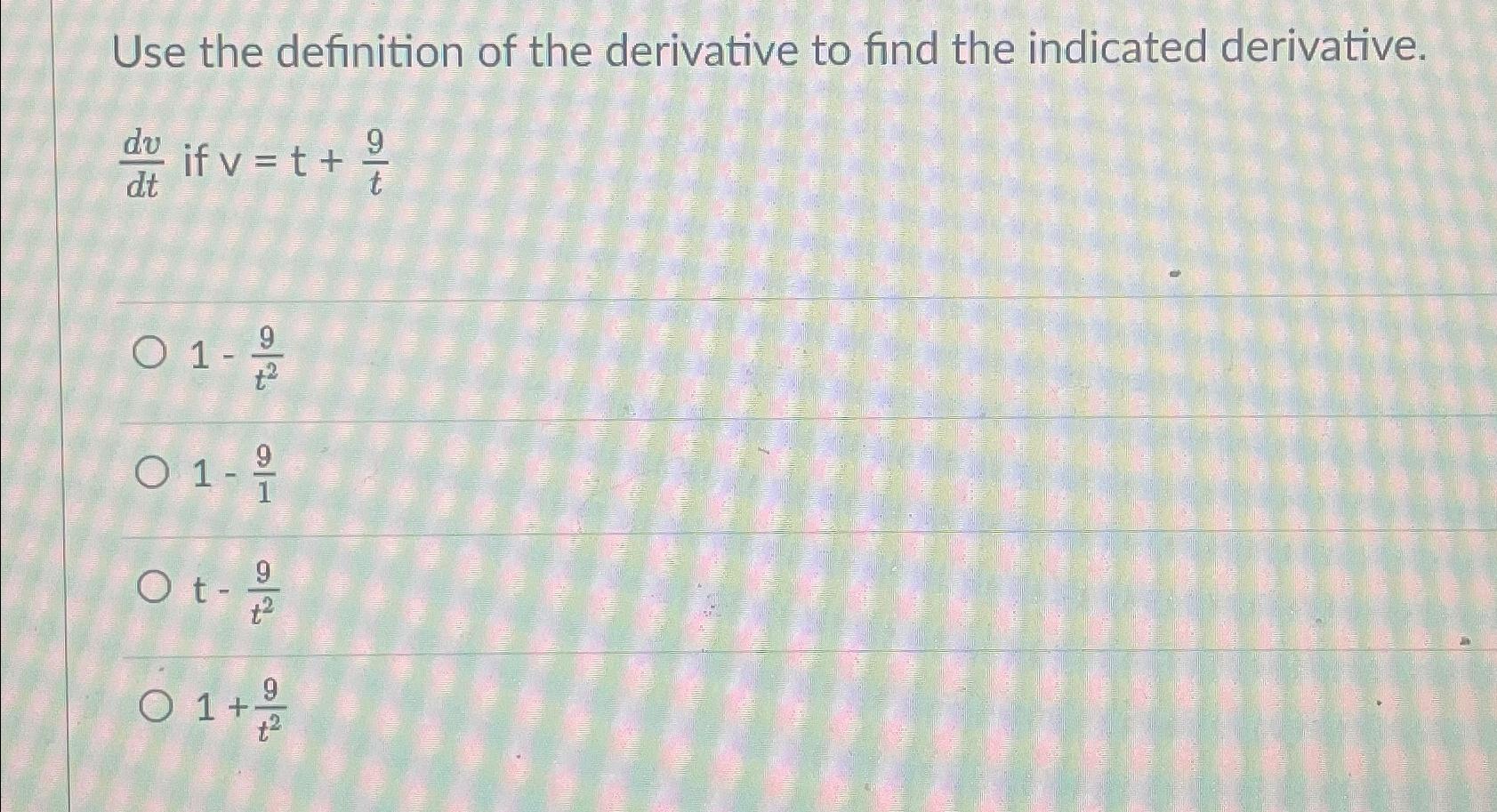 Solved Use the definition of the derivative to find the | Chegg.com