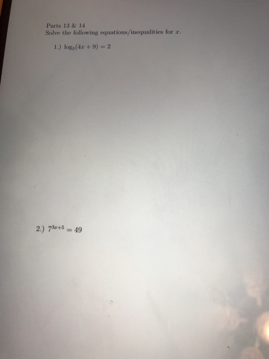 Solved Parts 13 & 14 Solve the following | Chegg.com