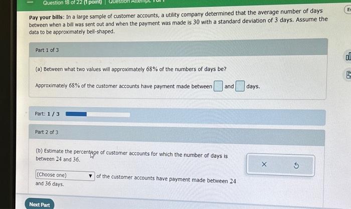 Solved Pay your bills: In a large sample of customer | Chegg.com