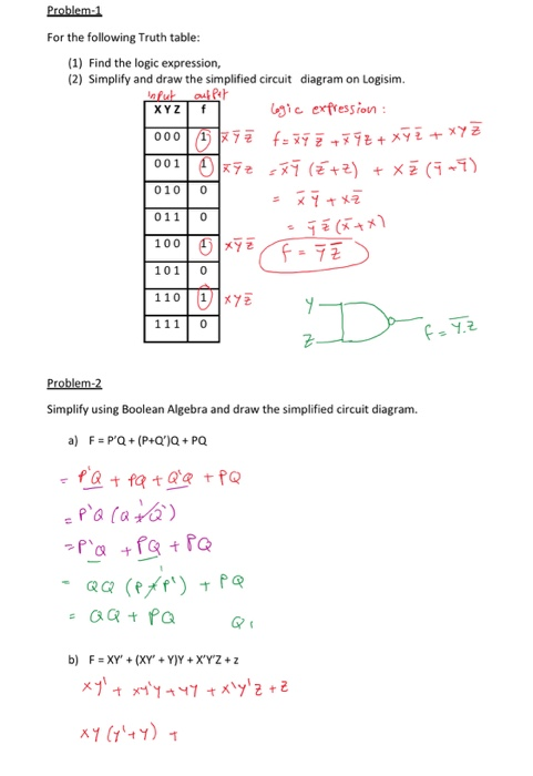 Solved Problem-1 For The Following Truth Table: (1) Find The | Chegg.com