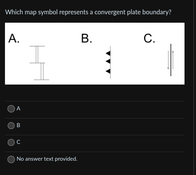 Solved Which map symbol represents a convergent plate | Chegg.com