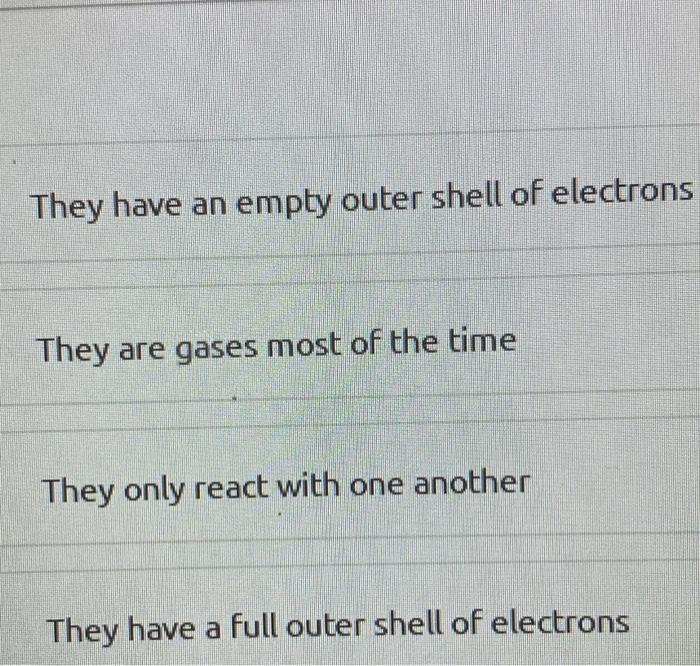 Solved Why are the Noble Gases generally unreactive? They
