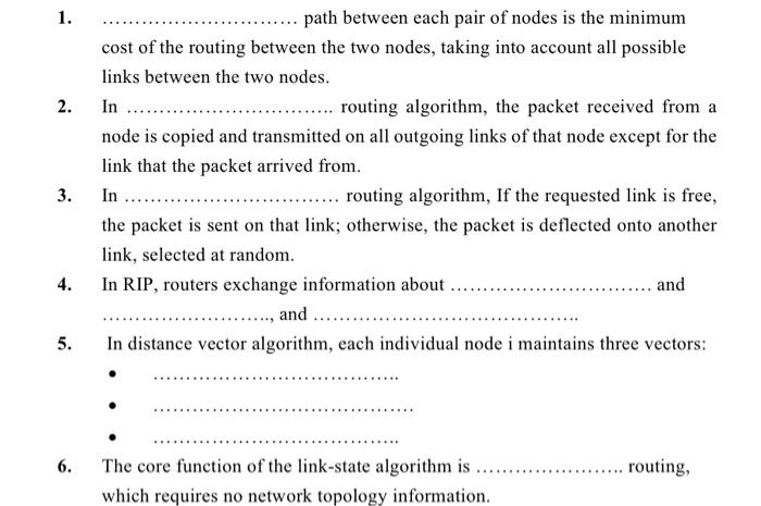 Solved 1. 2. path between each pair of nodes is the minimum | Chegg.com