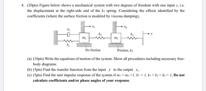 Solved 4. (20pts) Figure below shows a mechanical system | Chegg.com