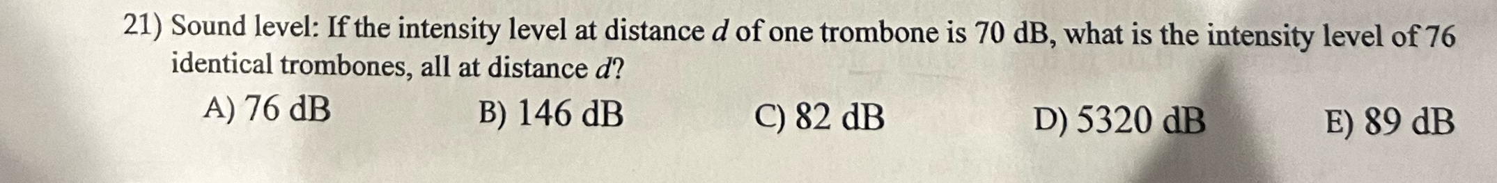 Solved Sound level: If the intensity level at distance d ﻿of | Chegg.com