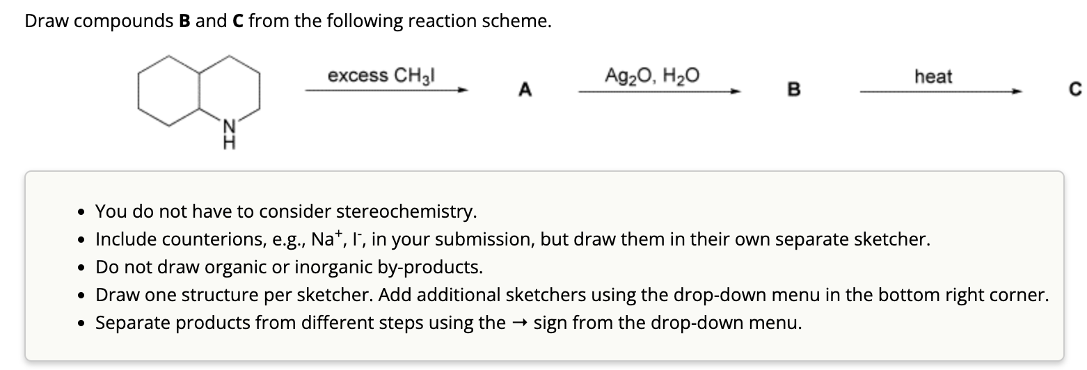 Draw compounds B and C ﻿from the following reaction | Chegg.com